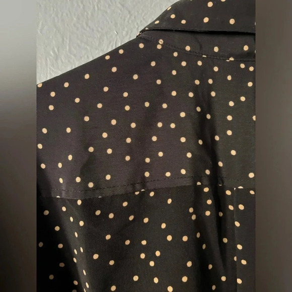 WhoWhatWear | gold & black polka dot | tie waist | button down | midi | dress M - Picture 4 of 10